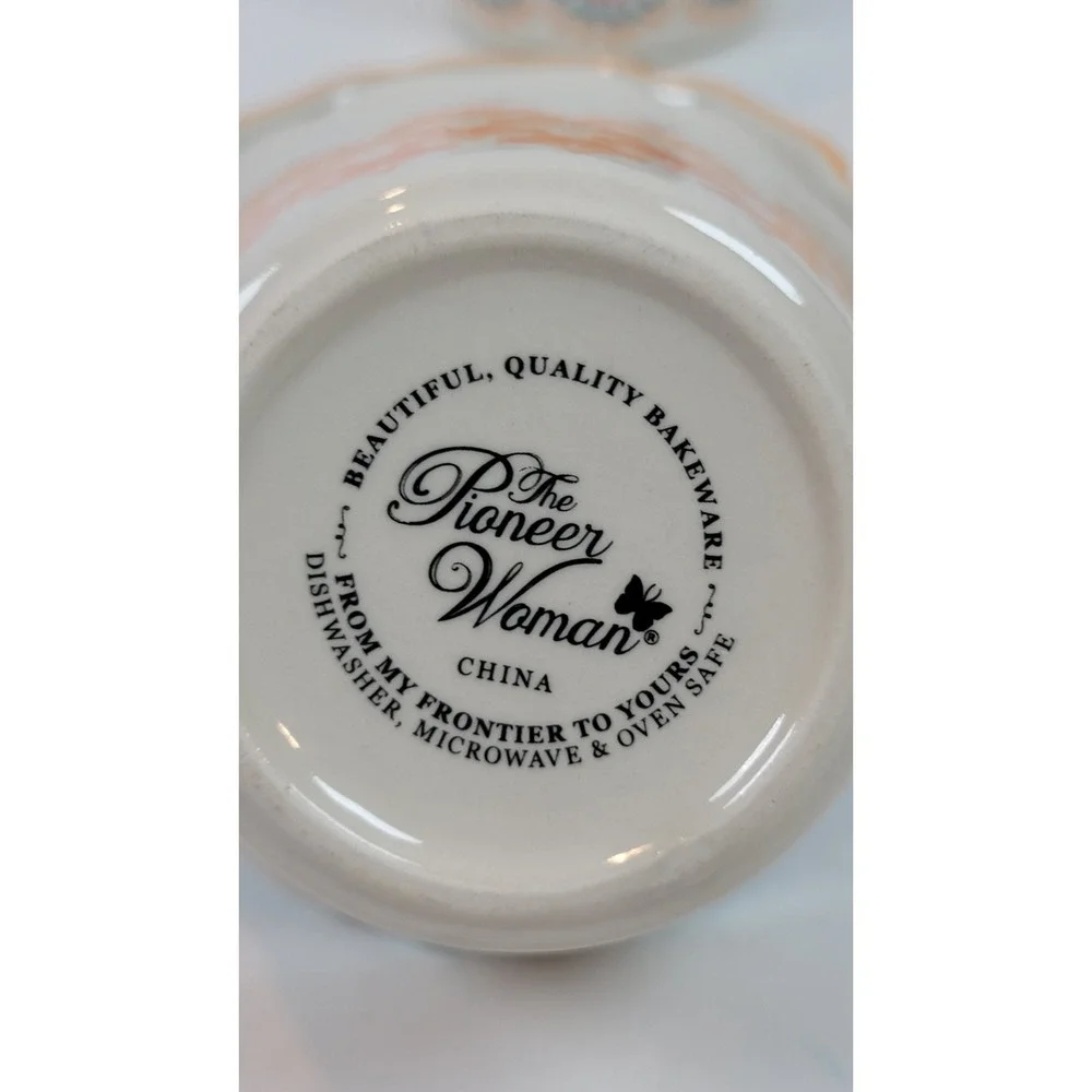 Pioneer‎ Woman Floral Dessert Condiment Dip Prep Bowls Set of 4 Rippled Edge